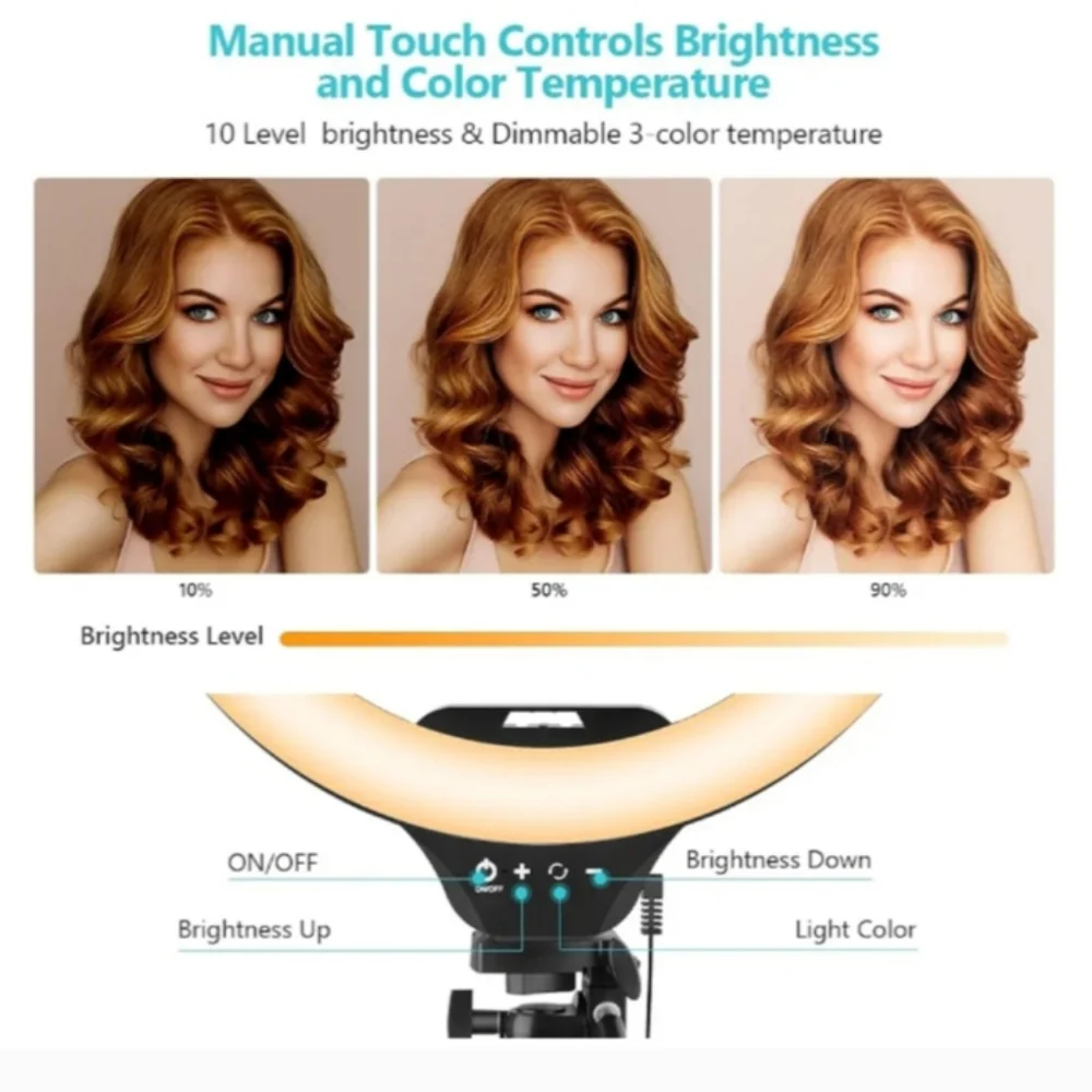 LED Ring Light with Black Tripod and Remote Control